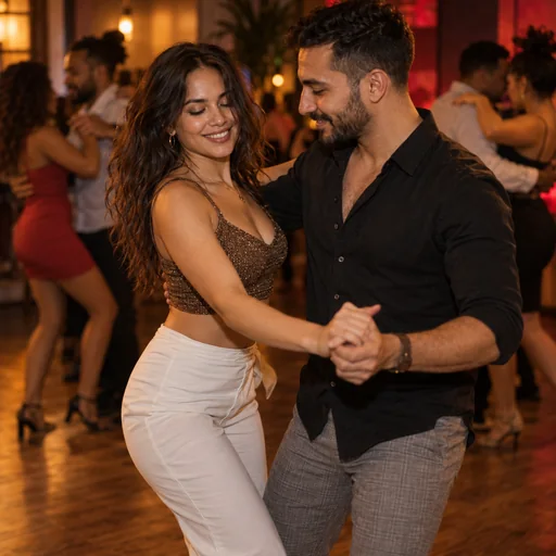 Couples enjoying a bachata social dance