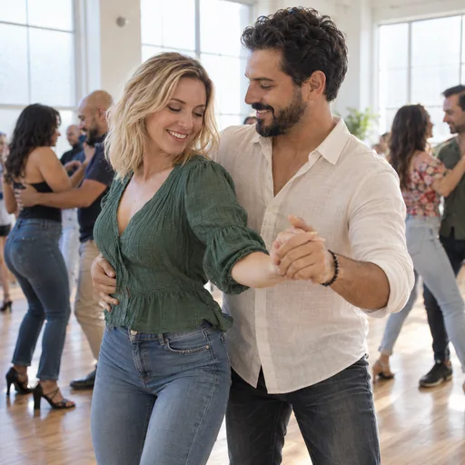 Couples enjoying a bachata social dance